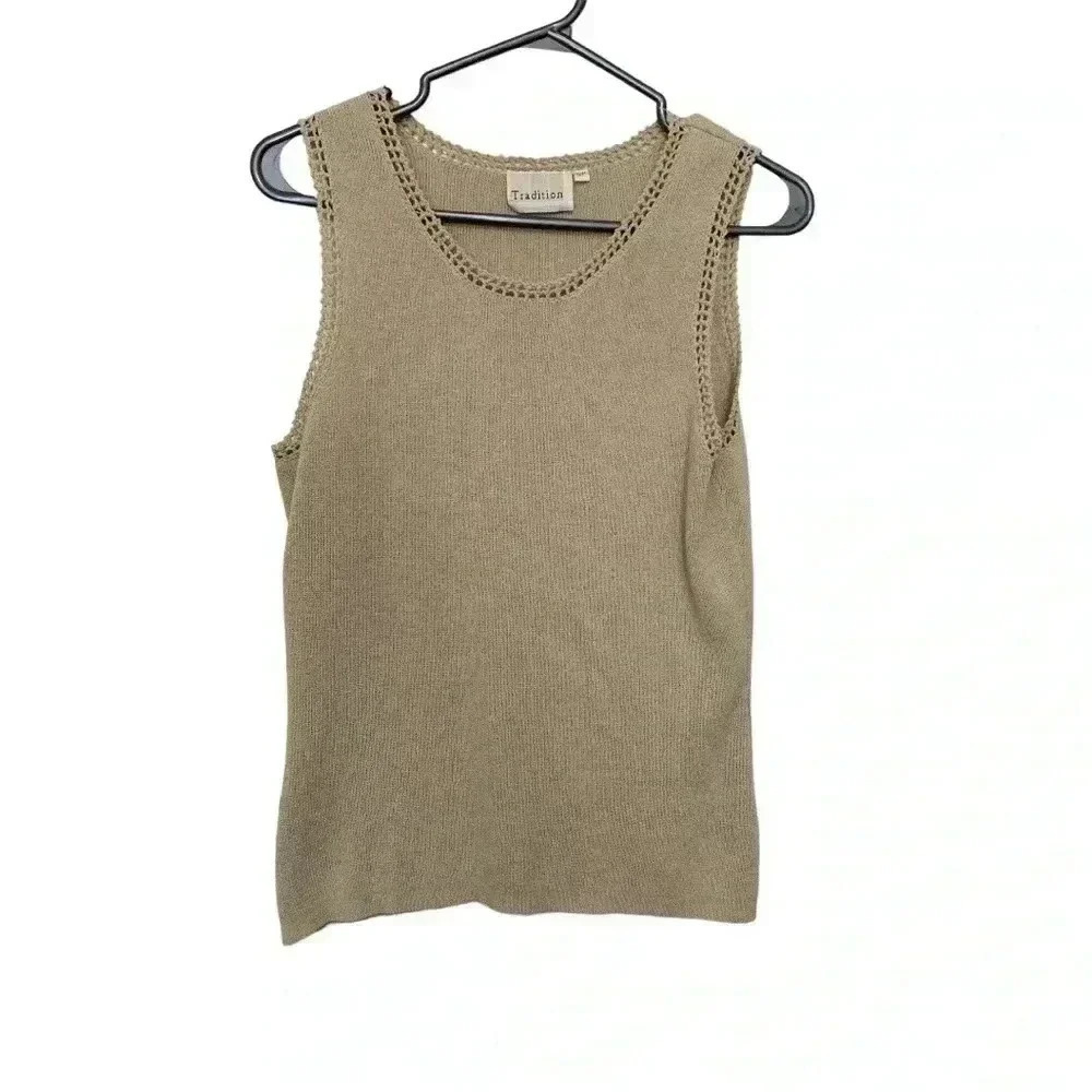 Tradition, vintage style, delicate,  light tan, and feminine tank